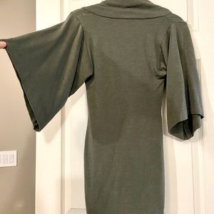 Spandex Body Forming Dress, Wide Sleeve, Loose Bell, Kimono Sleeve, Cowl, Size 6